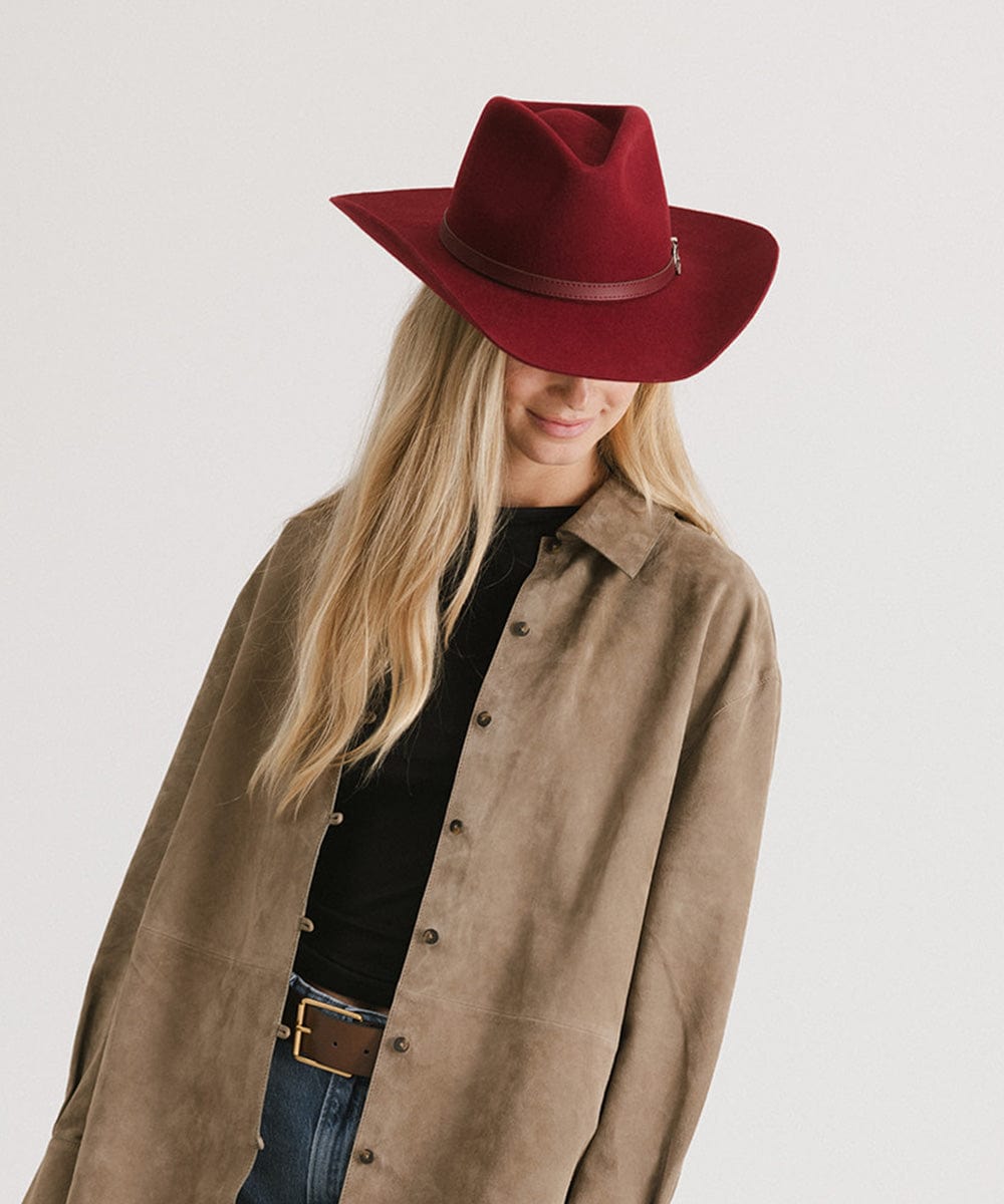 GIGI PIP Dean Rancher Women's Felt Cowboy Hat – Pinched Crown & Genuine Leather Band | 5 Colors