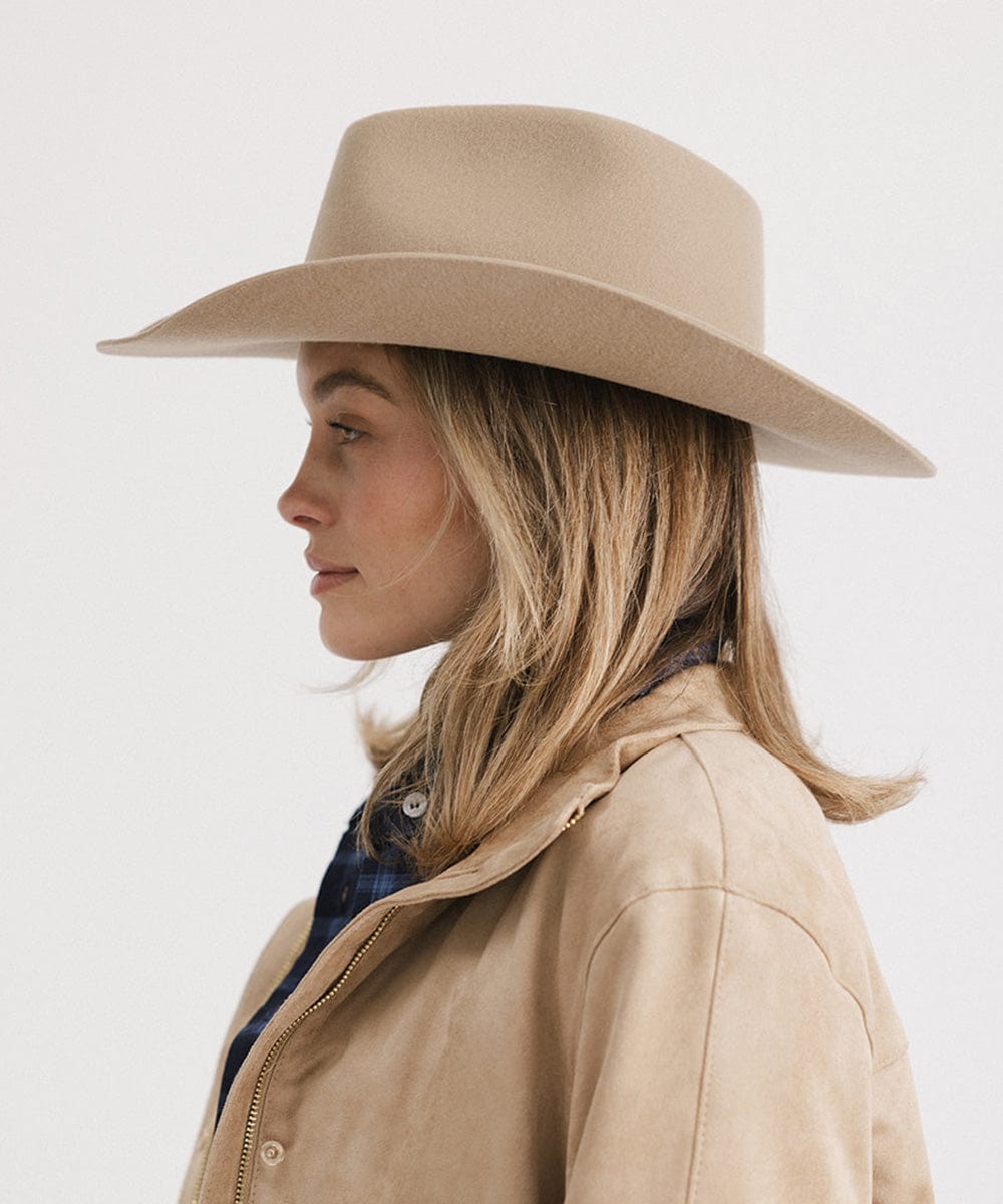 GIGI PIP Dean Rancher Women's Felt Cowboy Hat – Pinched Crown & Genuine Leather Band | 5 Colors