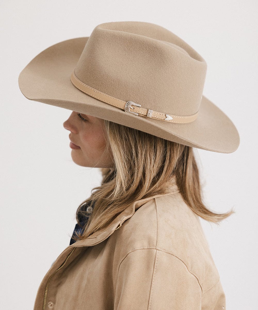 GIGI PIP Dean Rancher Women's Felt Cowboy Hat – Pinched Crown & Genuine Leather Band | 5 Colors