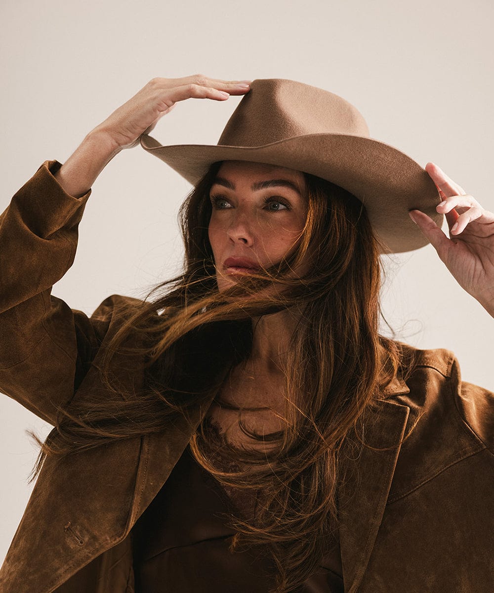 GIGI PIP Dean Rancher Women's Felt Cowboy Hat – Pinched Crown & Genuine Leather Band | 5 Colors