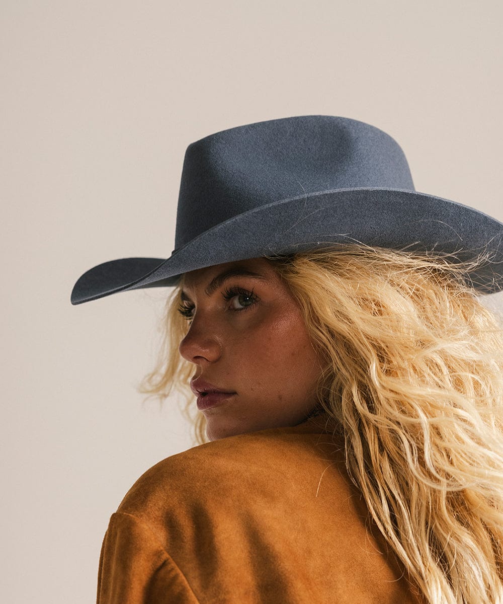 GIGI PIP Dean Rancher Women's Felt Cowboy Hat – Pinched Crown & Genuine Leather Band | 5 Colors