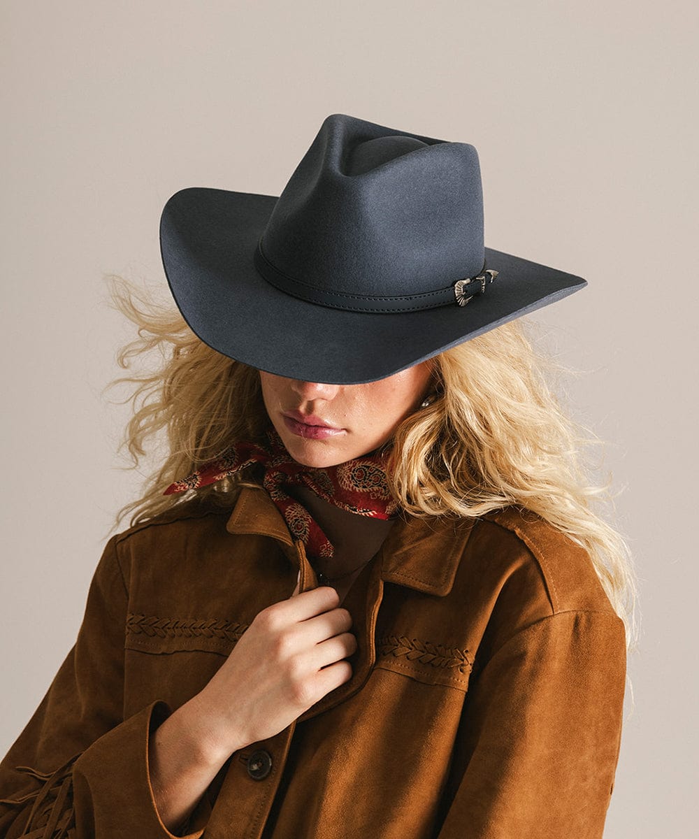 GIGI PIP Dean Rancher Women's Felt Cowboy Hat – Pinched Crown & Genuine Leather Band | 5 Colors