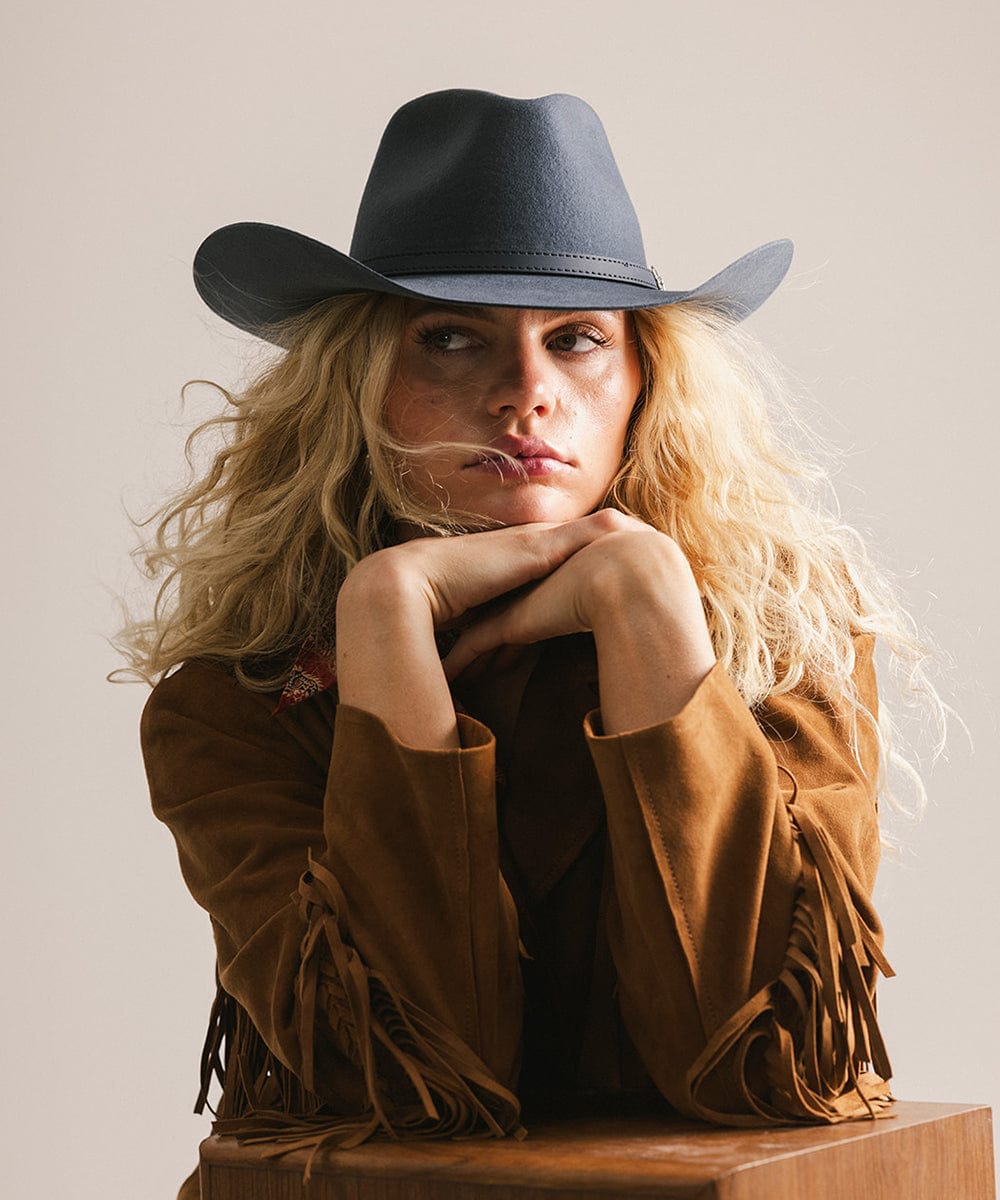 GIGI PIP Dean Rancher Women's Felt Cowboy Hat – Pinched Crown & Genuine Leather Band | 5 Colors