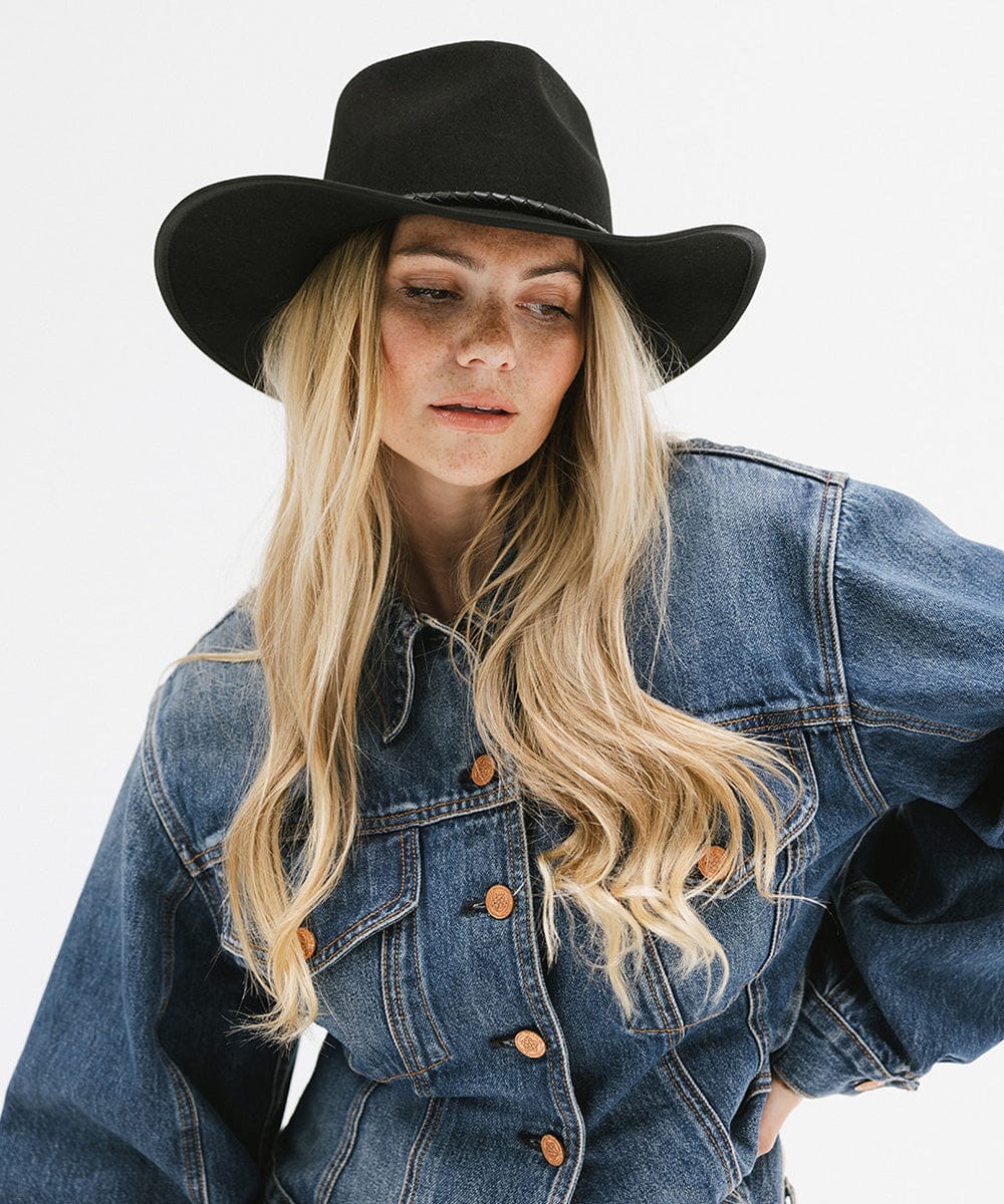 GIGI PIP June Rancher Women's Felt Cowboy Hat – Teardrop Crown & Angled Brim | 4 Colors