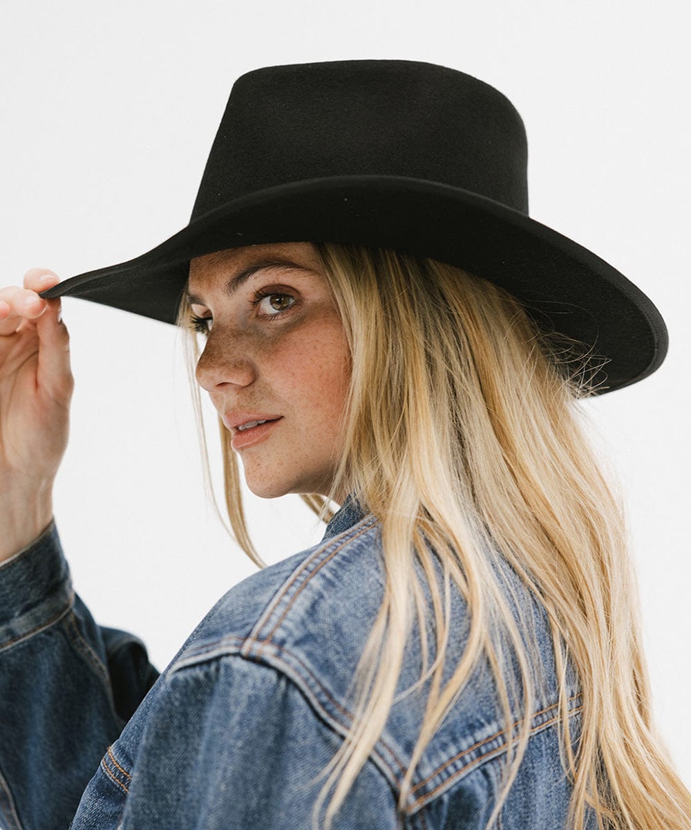 GIGI PIP June Rancher Women's Felt Cowboy Hat – Teardrop Crown & Angled Brim | 4 Colors