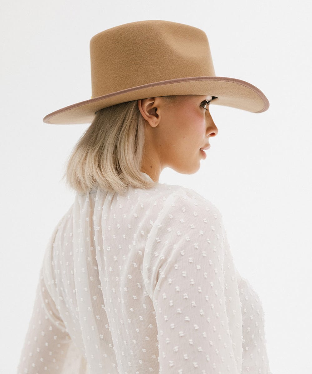 GIGI PIP June Rancher Women's Felt Cowboy Hat – Teardrop Crown & Angled Brim | 4 Colors