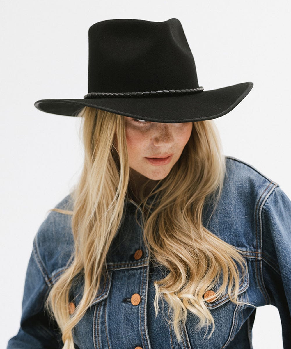 GIGI PIP June Rancher Women's Felt Cowboy Hat – Teardrop Crown & Angled Brim | 4 Colors