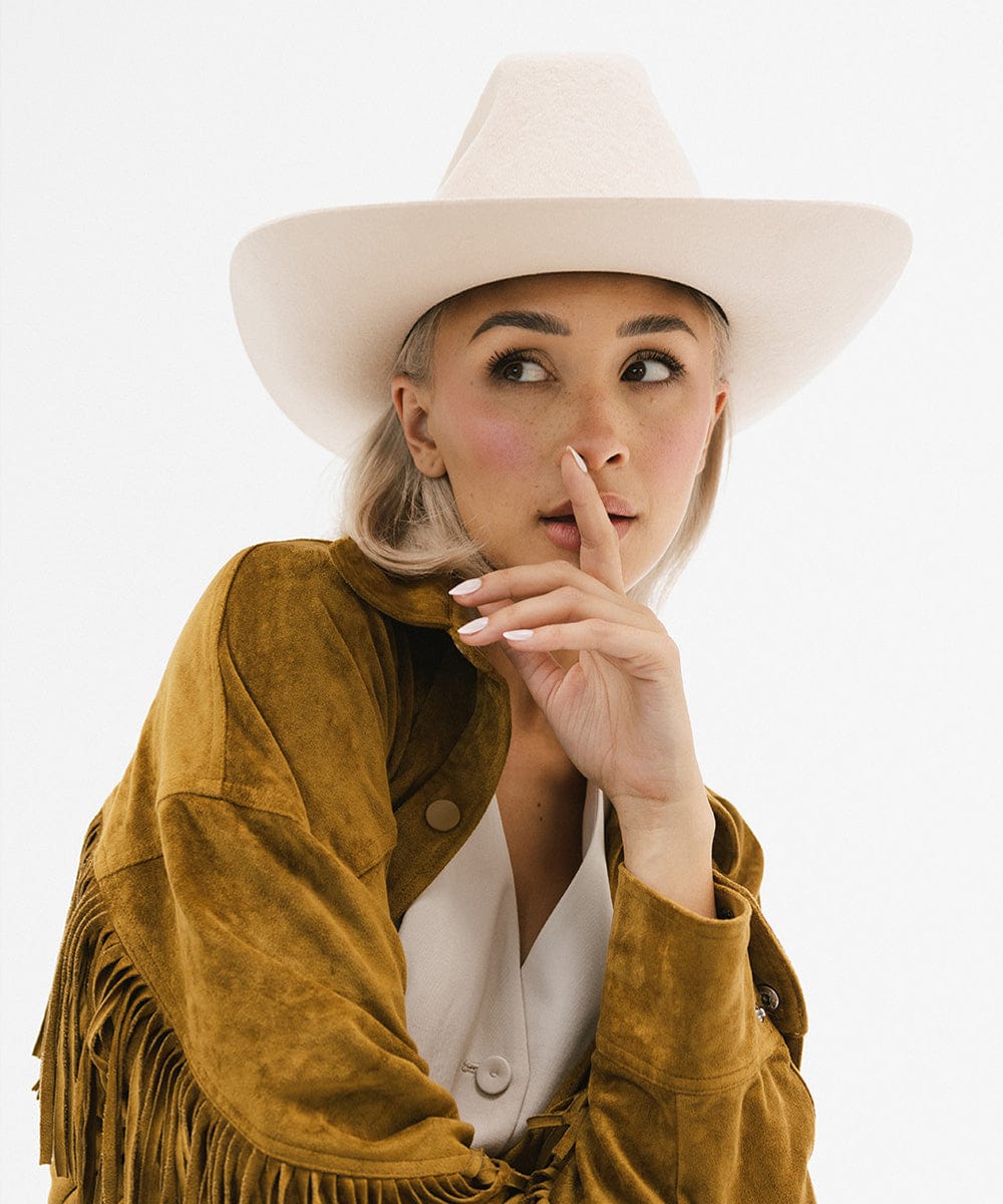 GIGI PIP Lane Women's Felt Cowboy Hat – Hand-Shaped Brick Top Crown & Wide Western Brim | 4 Colors