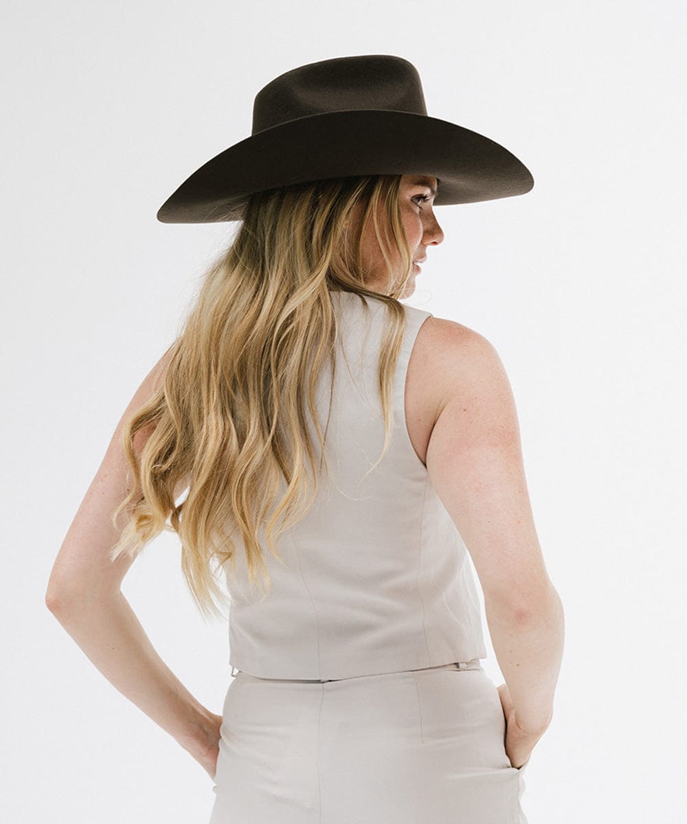 GIGI PIP Lane Women's Felt Cowboy Hat – Hand-Shaped Brick Top Crown & Wide Western Brim | 4 Colors