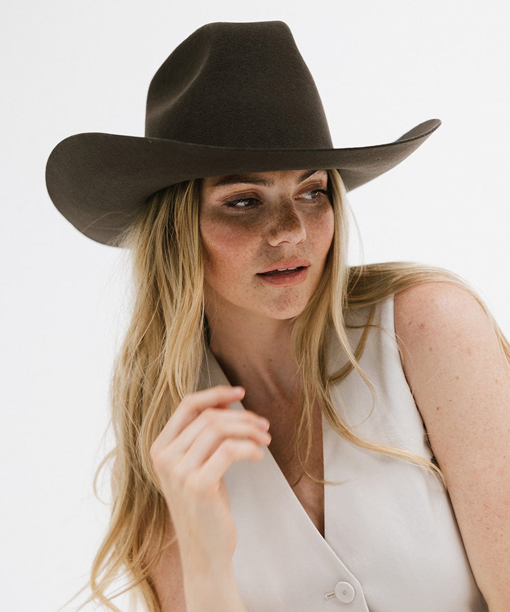 GIGI PIP Lane Women's Felt Cowboy Hat – Hand-Shaped Brick Top Crown & Wide Western Brim | 4 Colors