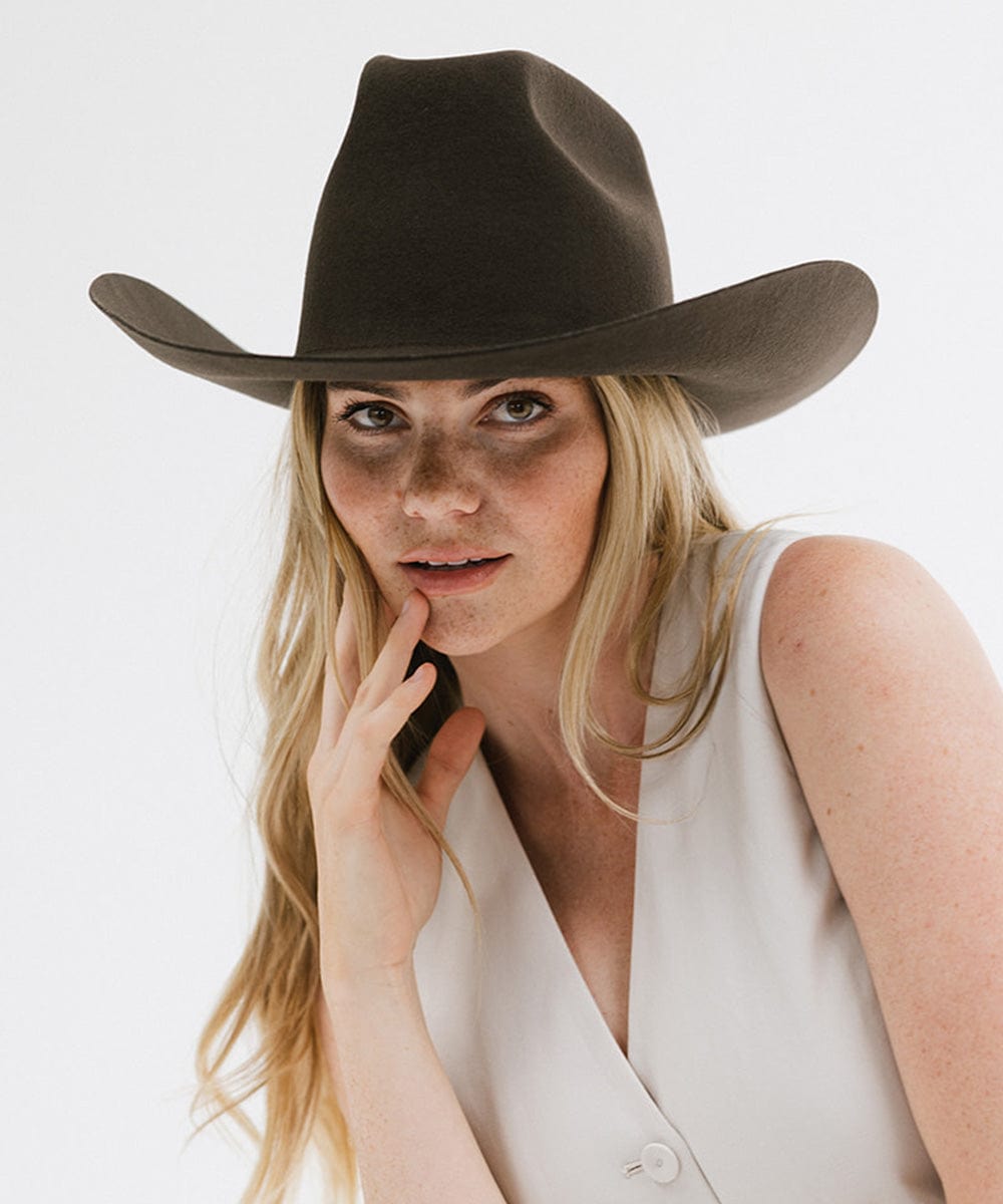 GIGI PIP Lane Women's Felt Cowboy Hat – Hand-Shaped Brick Top Crown & Wide Western Brim | 4 Colors
