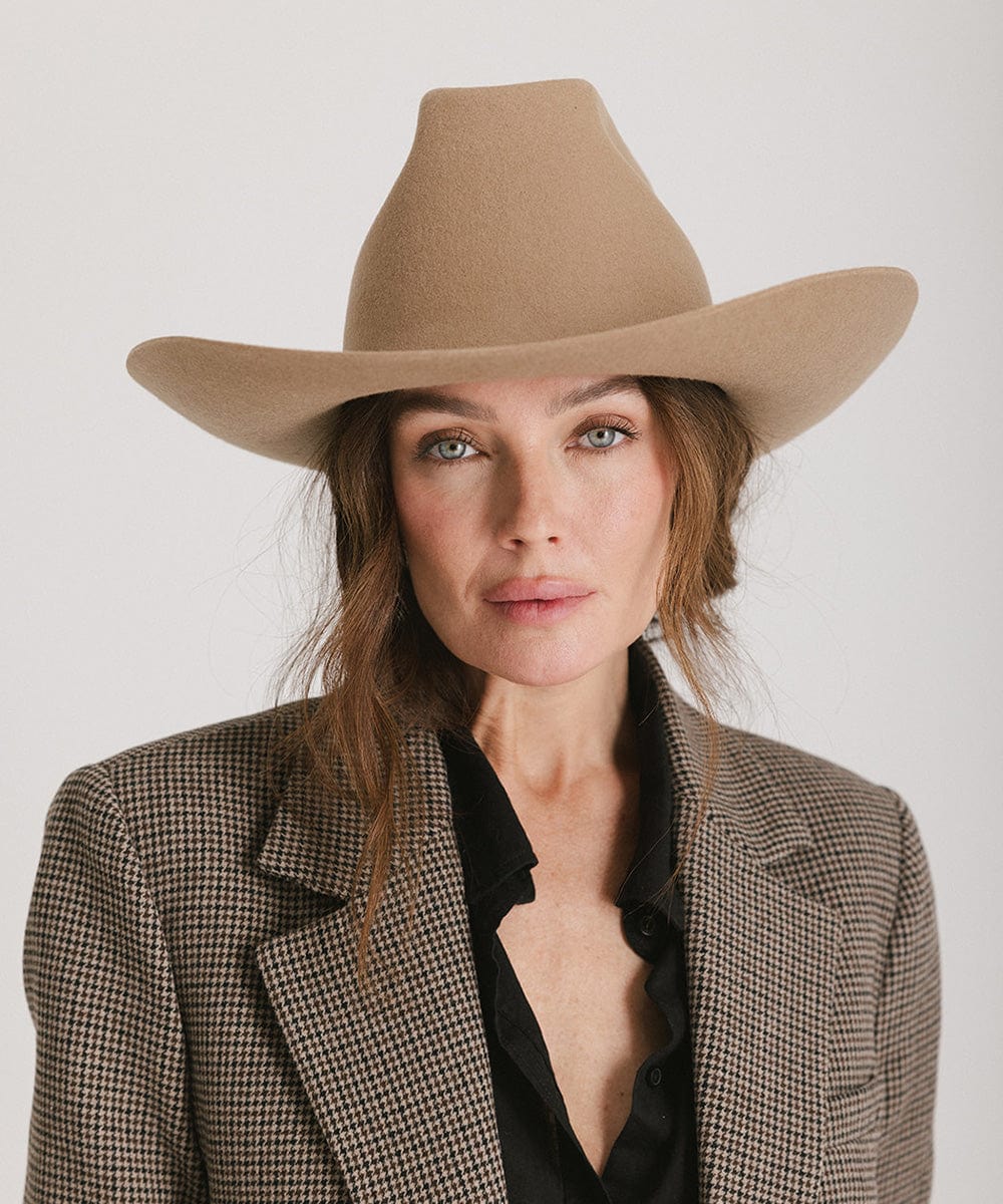 GIGI PIP Lane Women's Felt Cowboy Hat – Hand-Shaped Brick Top Crown & Wide Western Brim | 4 Colors