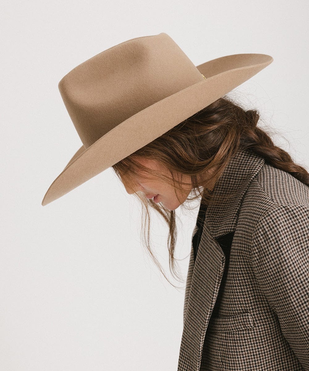 GIGI PIP Lane Women's Felt Cowboy Hat – Hand-Shaped Brick Top Crown & Wide Western Brim | 4 Colors