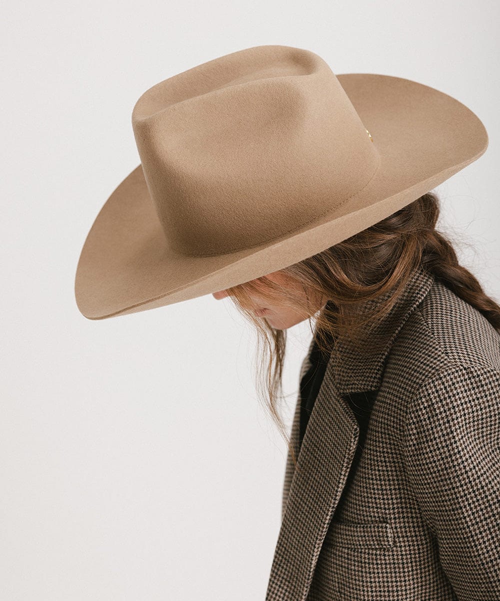 GIGI PIP Lane Women's Felt Cowboy Hat – Hand-Shaped Brick Top Crown & Wide Western Brim | 4 Colors