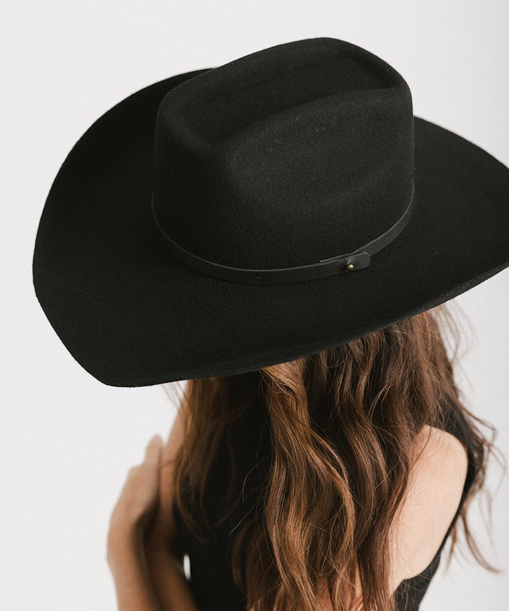 GIGI PIP Shane Women's Felt Cowboy Hat – Brick Top Crown & Upturned Brim | Western Leather Band