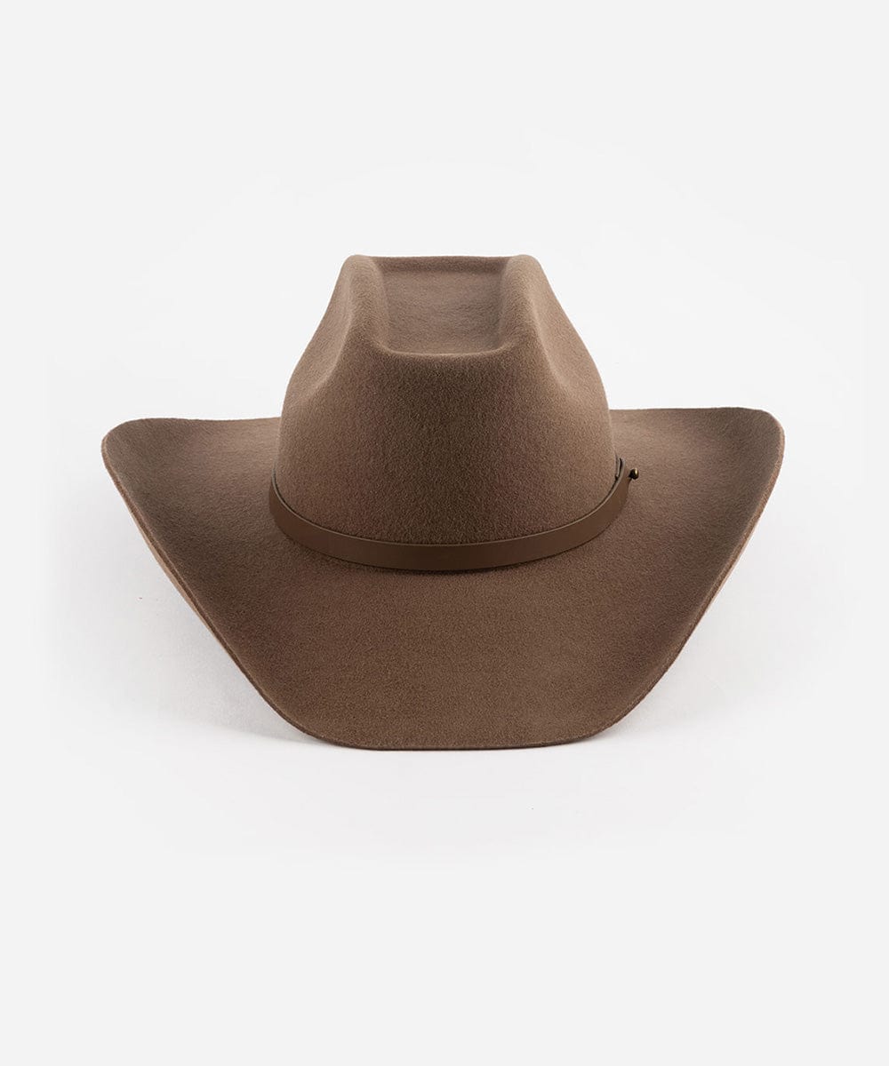 GIGI PIP Shane Women's Felt Cowboy Hat – Brick Top Crown & Upturned Brim | Western Leather Band