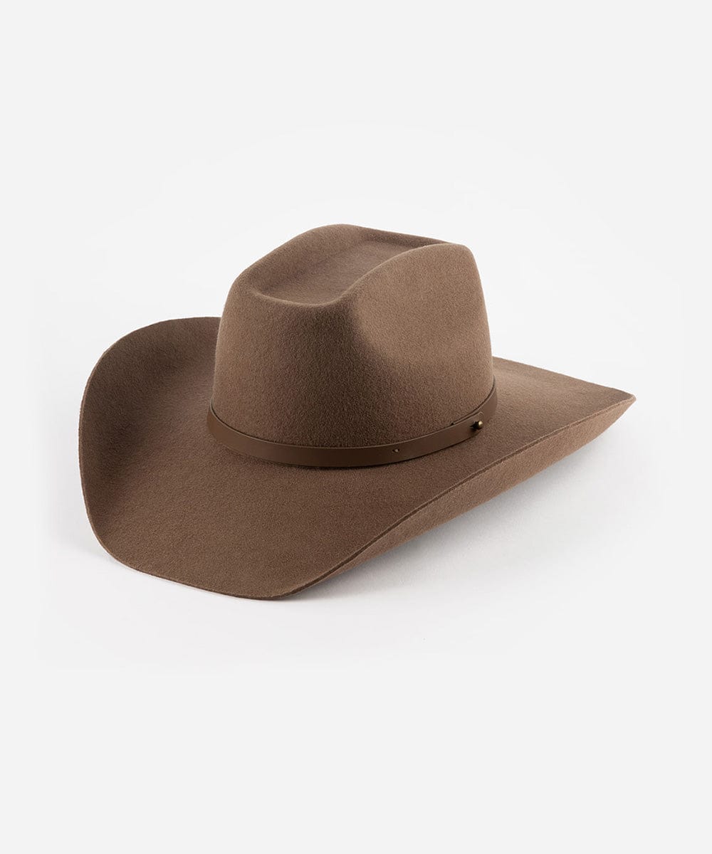 GIGI PIP Shane Women's Felt Cowboy Hat – Brick Top Crown & Upturned Brim | Western Leather Band