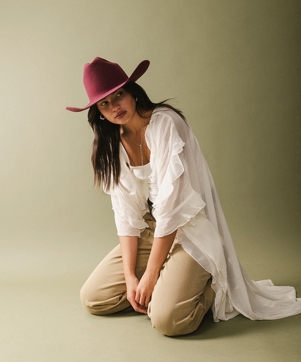 GIGI PIP Teddy Cattleman Women's Felt Cowboy Hat – Classic Western Crown & Wide Brim | 12 Colors