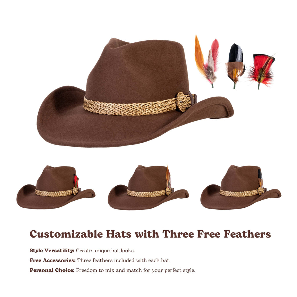 Frontier Trail Brown Wool Felt Cowboy Hat | Mix Brown Western Hat