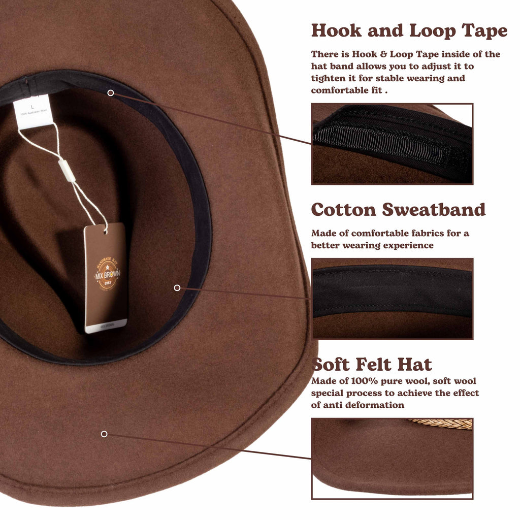 Frontier Trail Brown Wool Felt Cowboy Hat | Mix Brown Western Hat