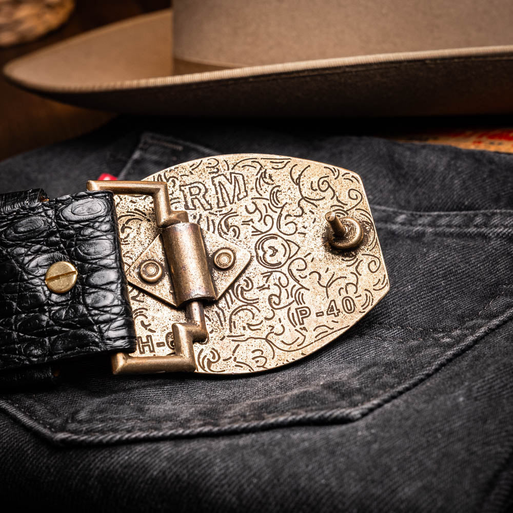 Marco Di Milano Iowa Men's Exotic Western Belt – Genuine Caiman Skin | Black