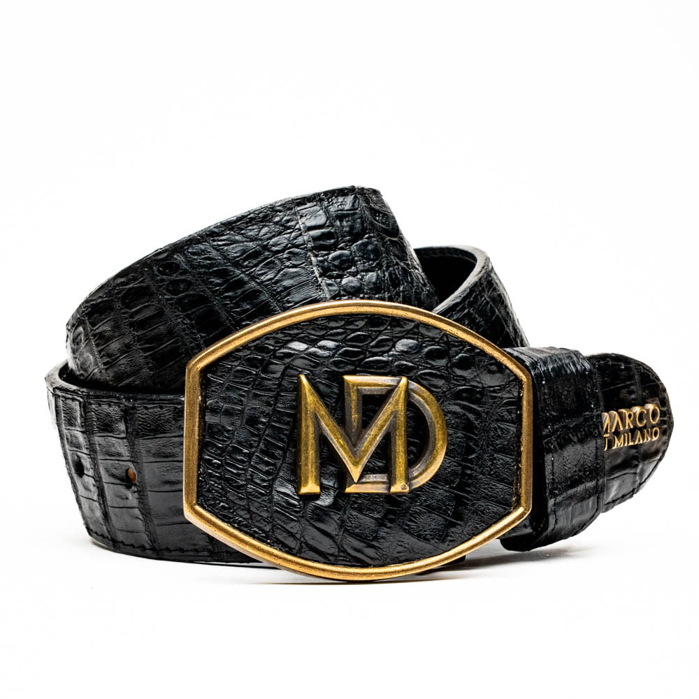 Marco Di Milano Iowa Men's Exotic Western Belt – Genuine Caiman Skin | Black
