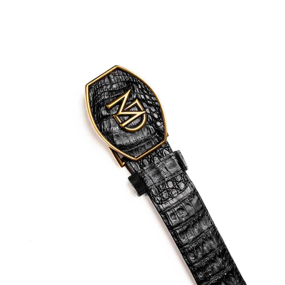 Marco Di Milano Iowa Men's Exotic Western Belt – Genuine Caiman Skin | Black