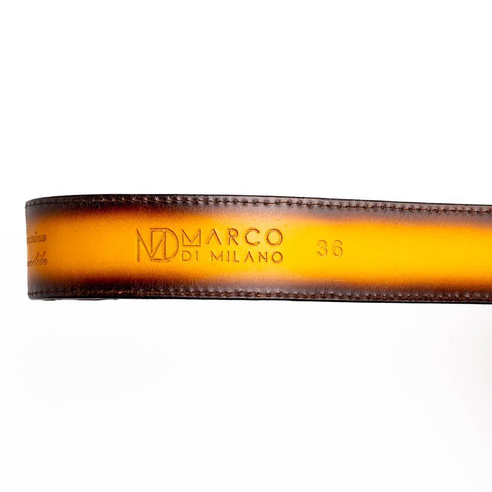 Marco Di Milano Iowa Men's Exotic Western Belt – Genuine Caiman Skin | Mustard Brown