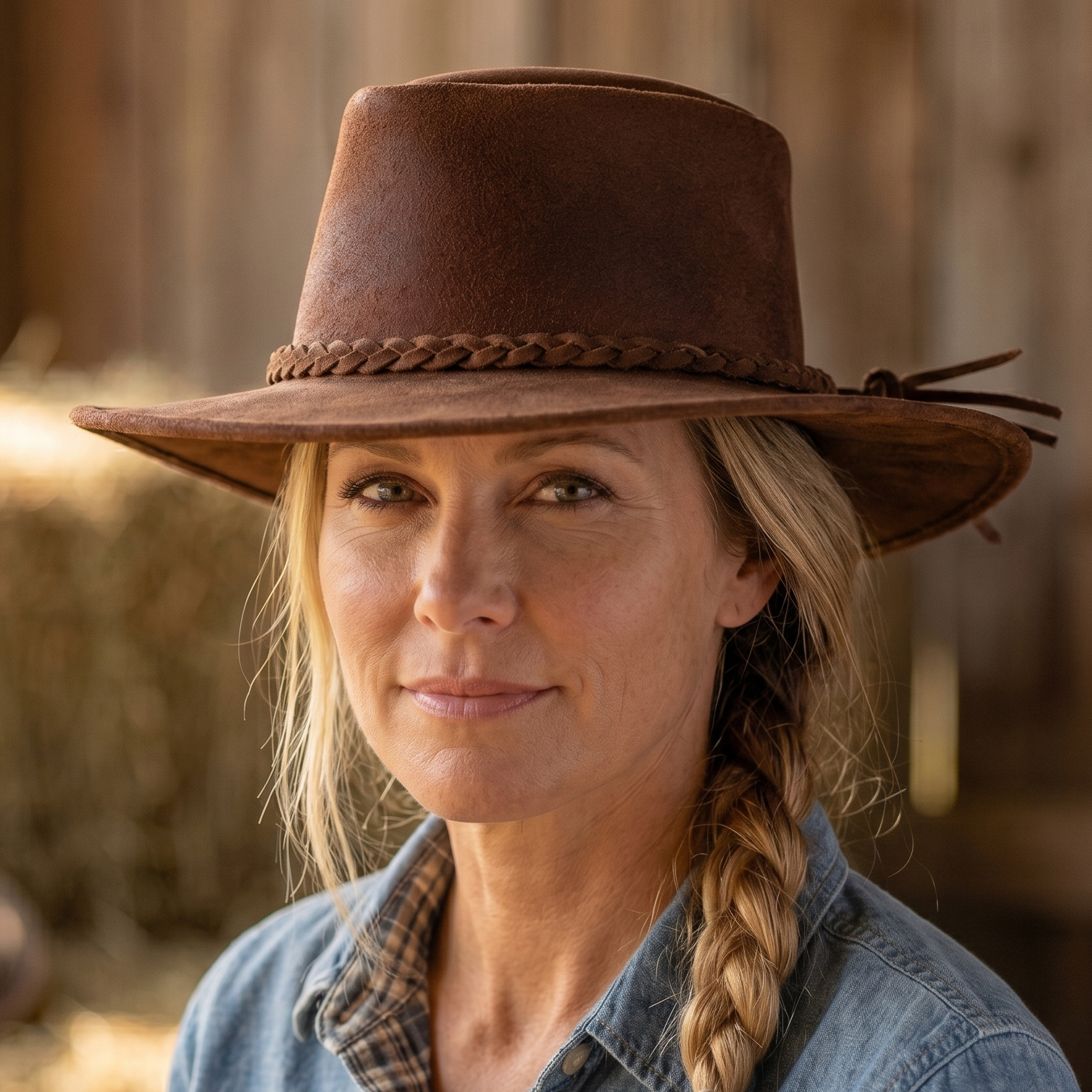 Canyons Brown Leather Rancher Hat | Baja Leather Western Hat
