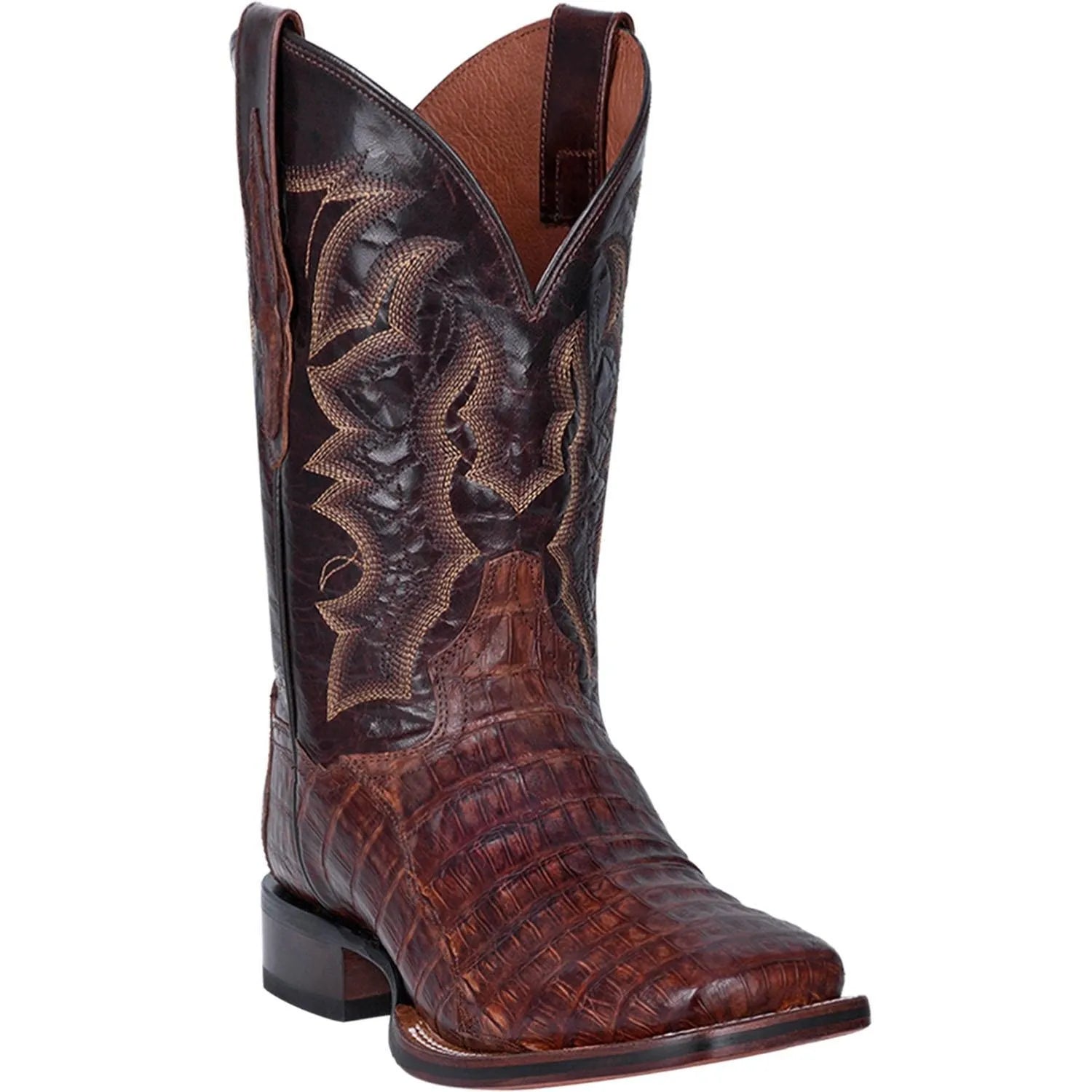 Dan Post Men's Cowboy Western Boot Kingsly – Broad Square Toe, Genuine Caiman Skin, Cowboy Certified Outsole, Removable Orthotic Insole, Stockman Heel, Exotic Leather Rodeo & Dress Boot