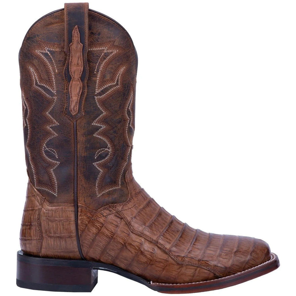 Dan Post Men's Cowboy Western Boot Kingsly – Broad Square Toe, Genuine Caiman Skin, Cowboy Certified Outsole, Removable Orthotic Insole, Stockman Heel, Exotic Leather Rodeo & Dress Boot