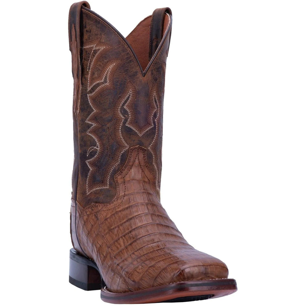 Dan Post Men's Cowboy Western Boot Kingsly – Broad Square Toe, Genuine Caiman Skin, Cowboy Certified Outsole, Removable Orthotic Insole, Stockman Heel, Exotic Leather Rodeo & Dress Boot