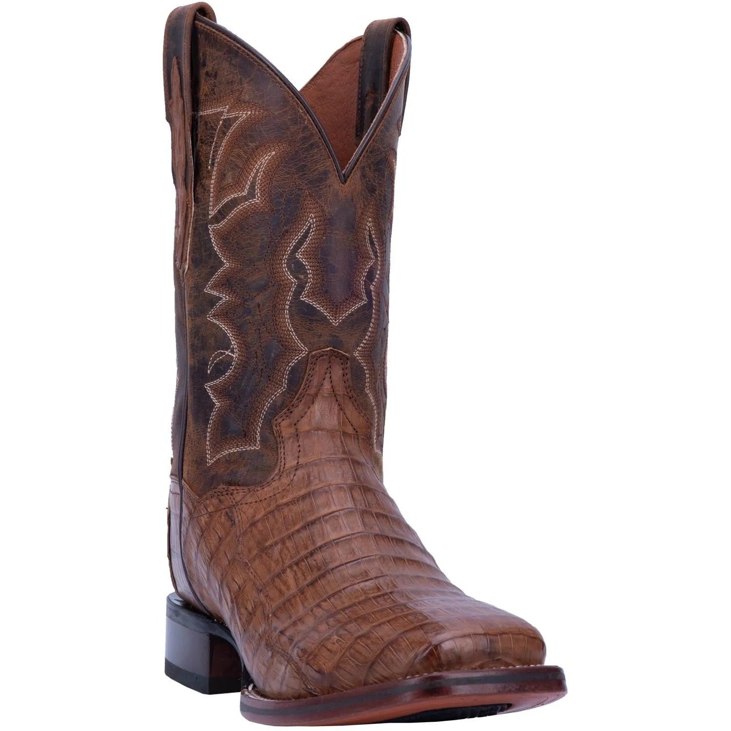 Dan Post Men's Cowboy Western Boot Kingsly – Broad Square Toe, Genuine Caiman Skin, Cowboy Certified Outsole, Removable Orthotic Insole, Stockman Heel, Exotic Leather Rodeo & Dress Boot