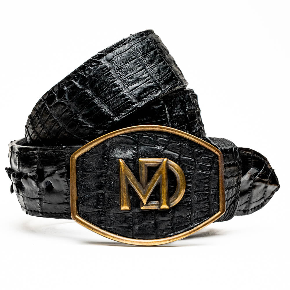 Marco Di Milano Marlboro Men's Exotic Western Belt – Hornback Caiman Crocodile | Black
