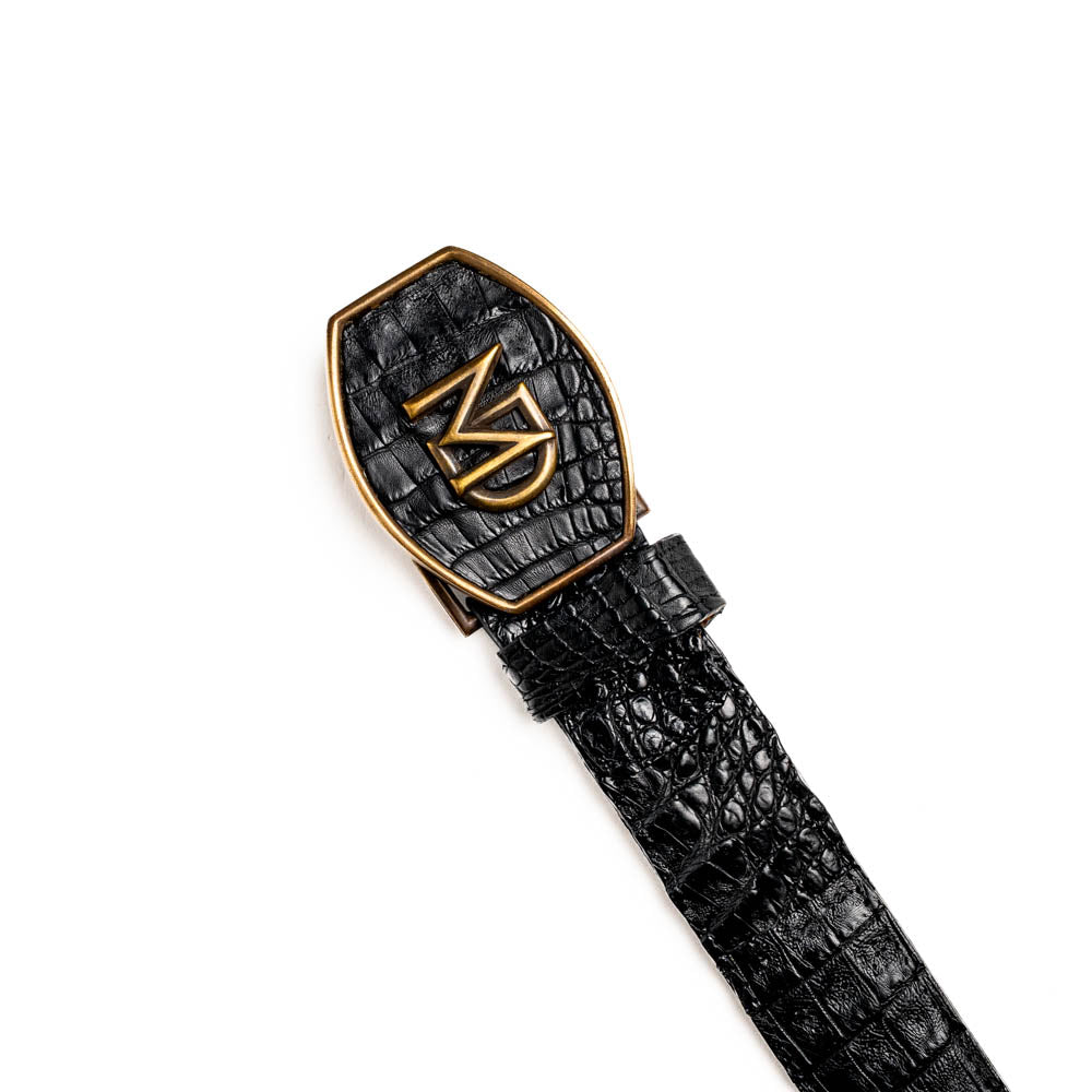 Marco Di Milano Marlboro Men's Exotic Western Belt – Hornback Caiman Crocodile | Black