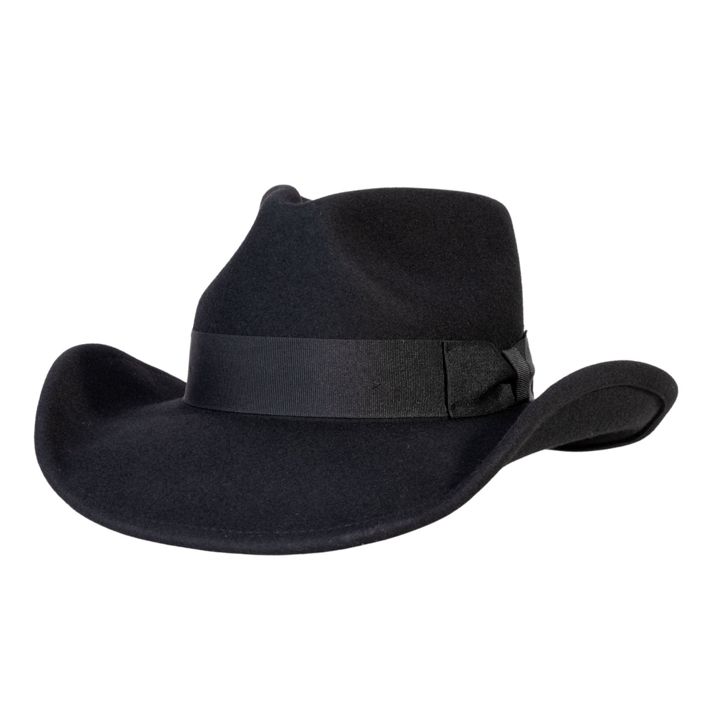 Midnight Black Wool Felt Cowboy Hat | Mix Brown Western Hat
