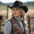 Midnight Black Wool Felt Cowboy Hat | Mix Brown Western Hat