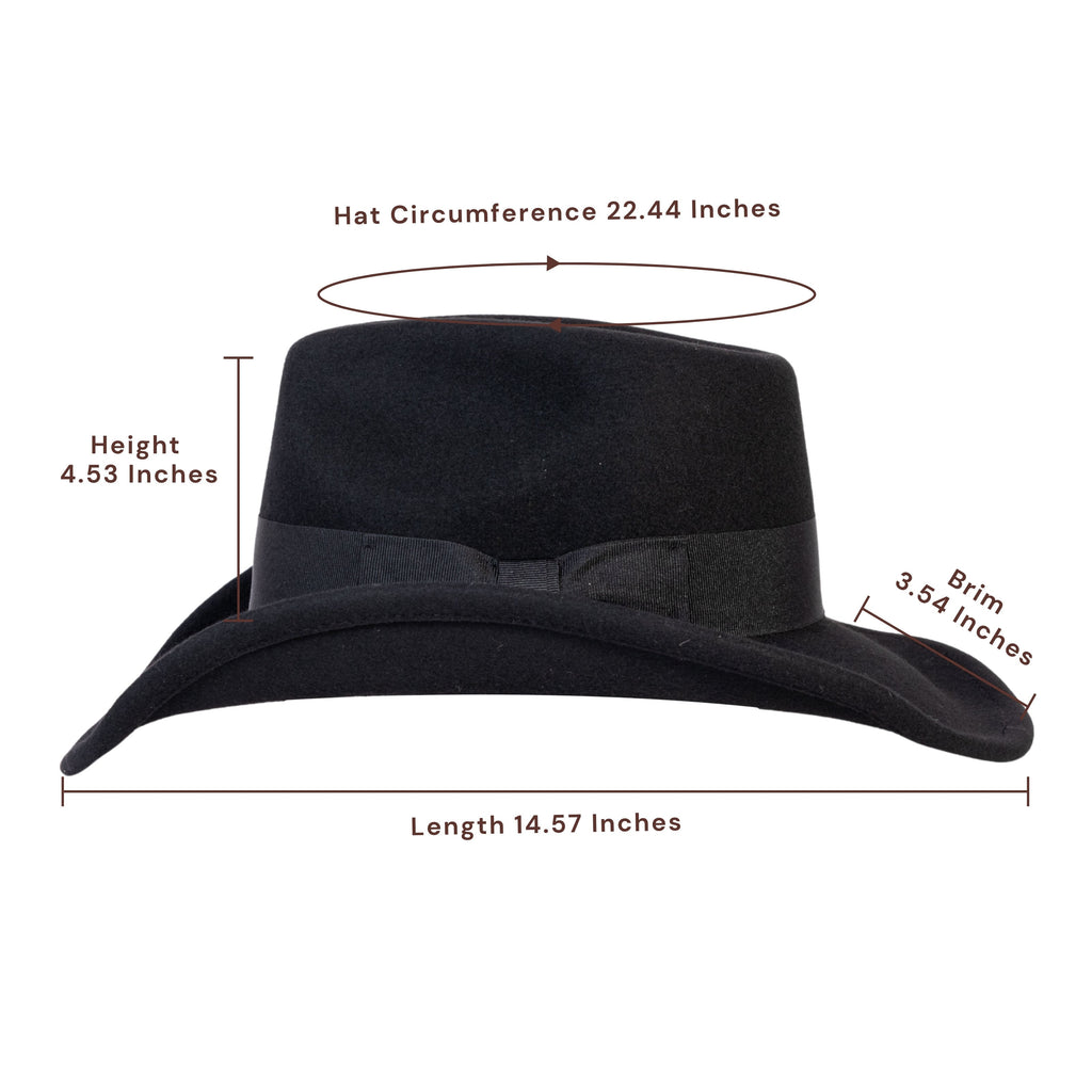 Midnight Black Wool Felt Cowboy Hat | Mix Brown Western Hat