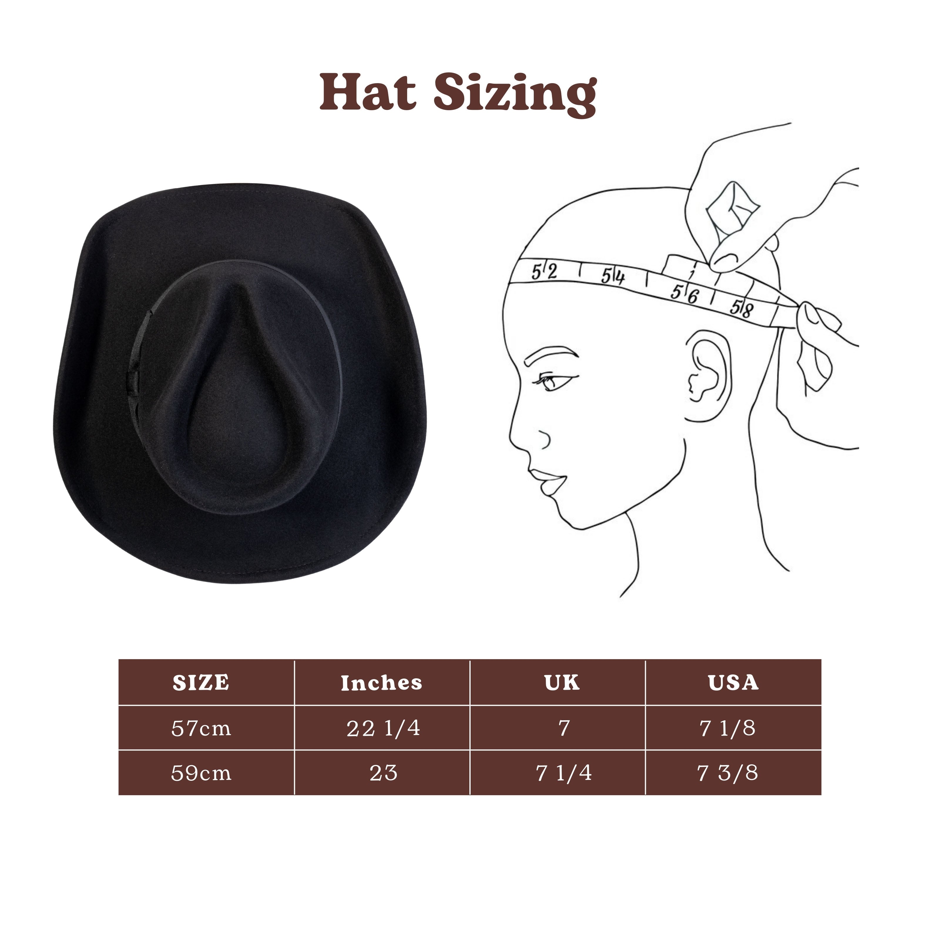 Midnight Black Wool Felt Cowboy Hat | Mix Brown Western Hat