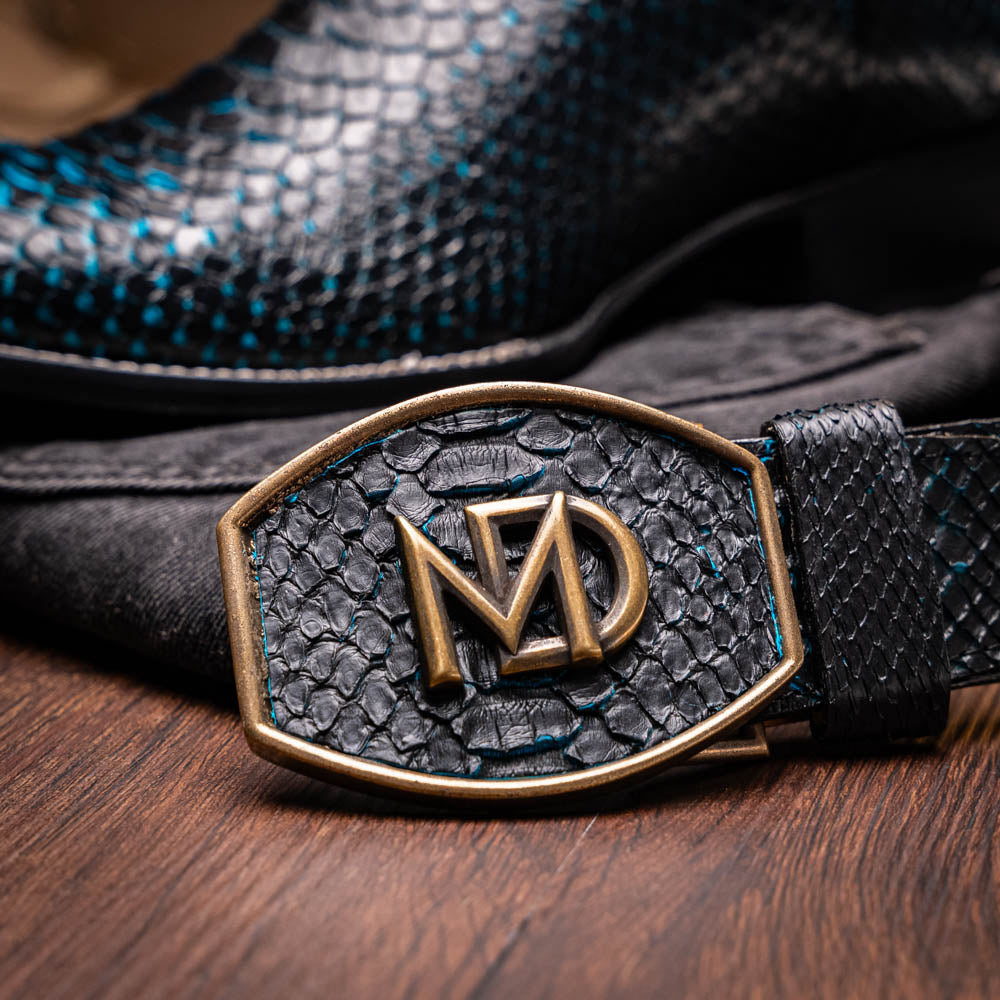 Marco Di Milano Missouri Black Blue Python Cowboy Boots