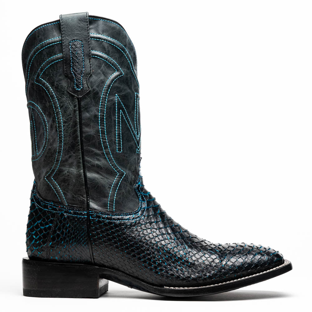Marco Di Milano Missouri Black Blue Python Cowboy Boots