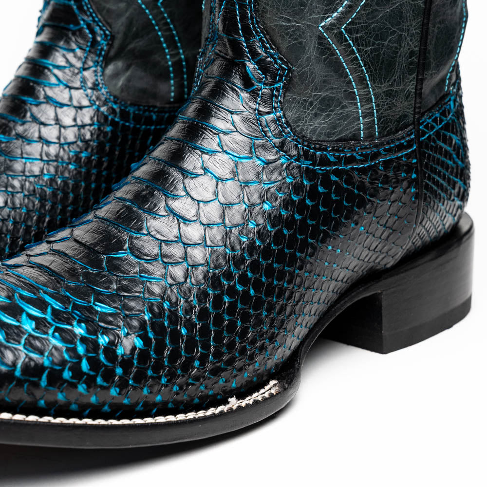 Marco Di Milano Missouri Black Blue Python Cowboy Boots