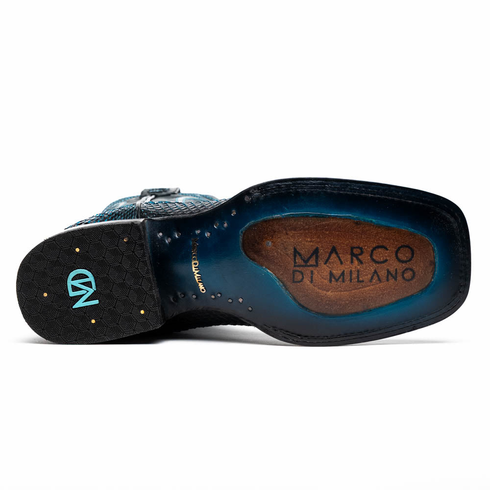 Marco Di Milano Missouri Black Blue Python Cowboy Boots