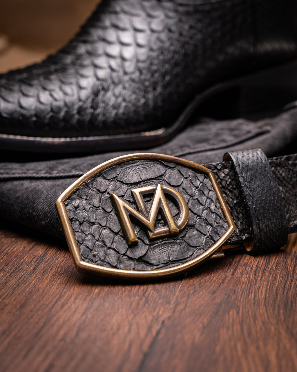 Marco Di Milano Missouri Men's Exotic Cowboy Boots – Genuine Python Skin | Black Square Toe