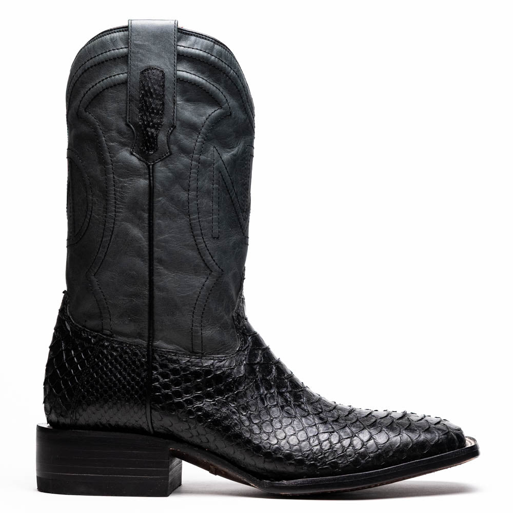 Marco Di Milano Missouri Men's Exotic Cowboy Boots – Genuine Python Skin | Black Square Toe