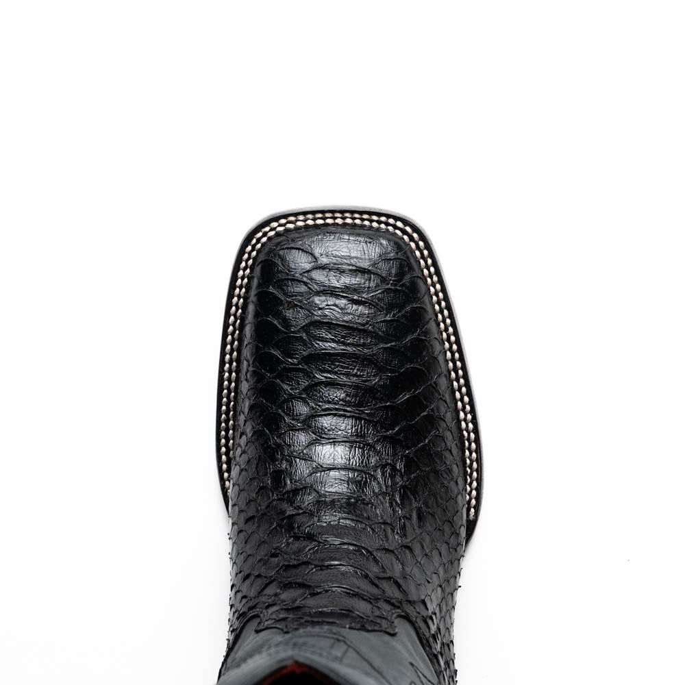 Marco Di Milano Missouri Men's Exotic Cowboy Boots – Genuine Python Skin | Black Square Toe