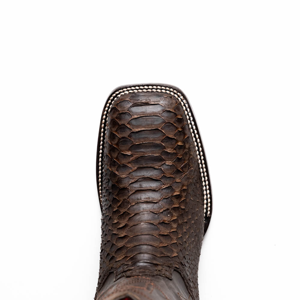 Marco Di Milano Missouri Men's Exotic Cowboy Boots – Genuine Python Skin | Brown Square Toe