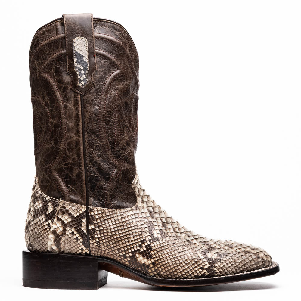 Marco Di Milano Missouri Men's Exotic Cowboy Boots – Genuine Python Skin | Natural Square Toe