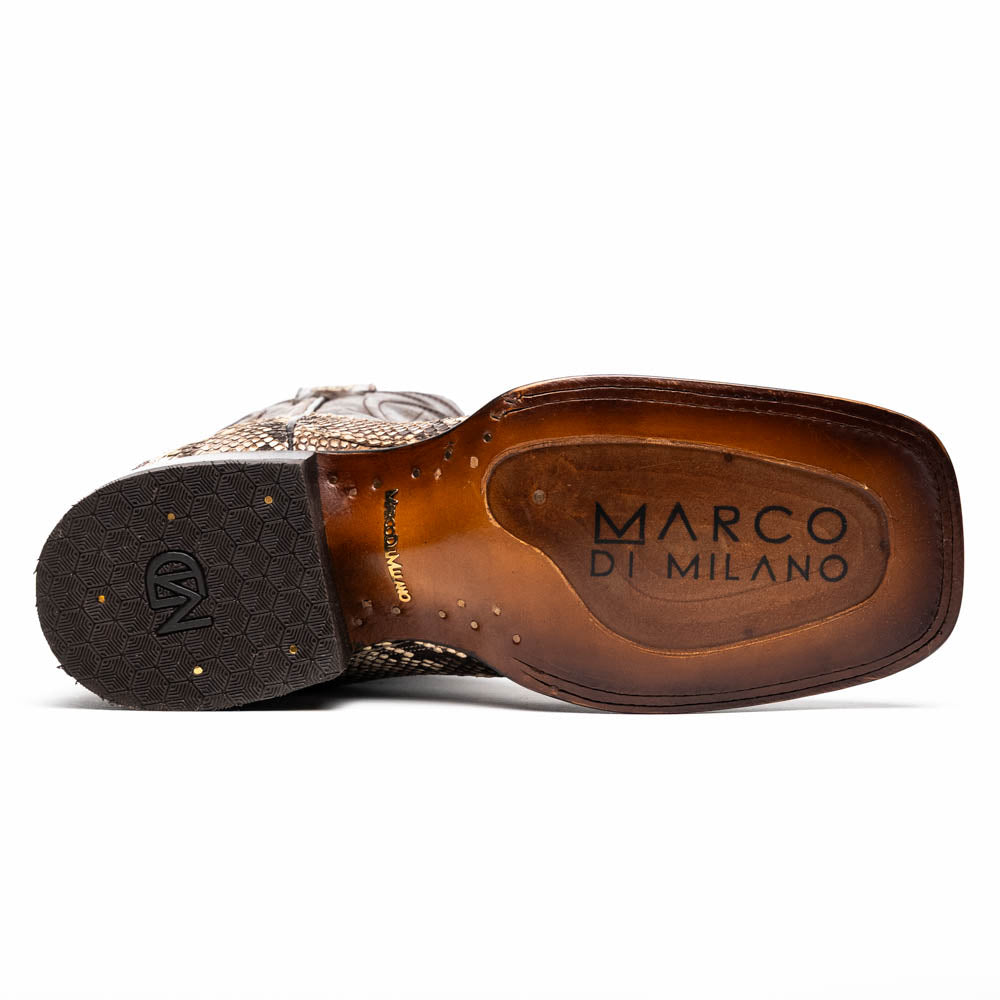 Marco Di Milano Missouri Men's Exotic Cowboy Boots – Genuine Python Skin | Natural Square Toe