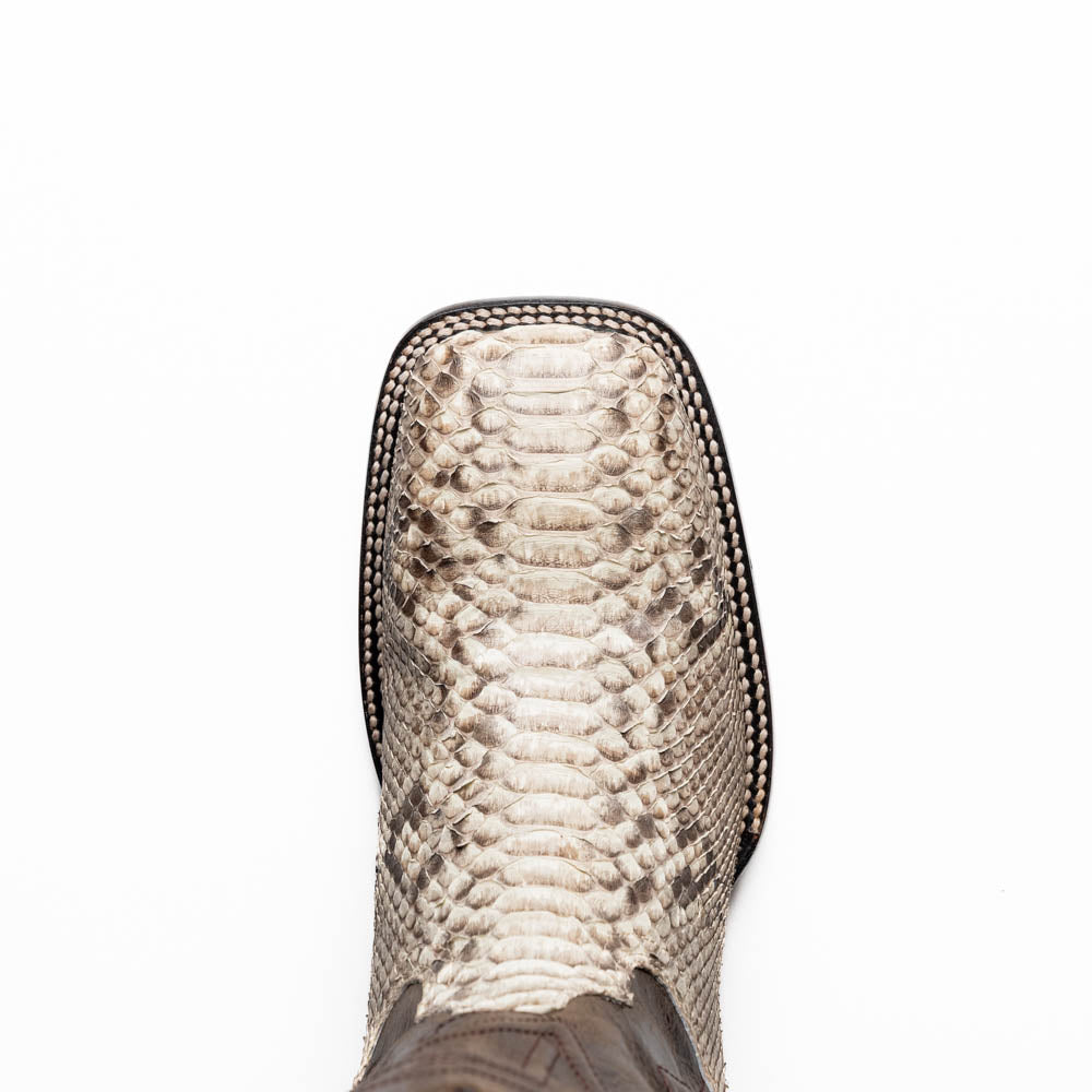 Marco Di Milano Missouri Men's Exotic Cowboy Boots – Genuine Python Skin | Natural Square Toe